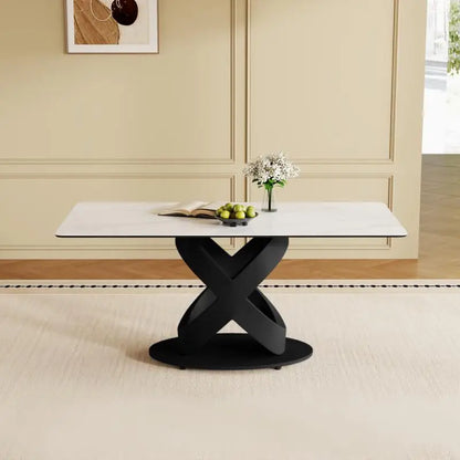 Dining Table with Stone Top and Steel Base