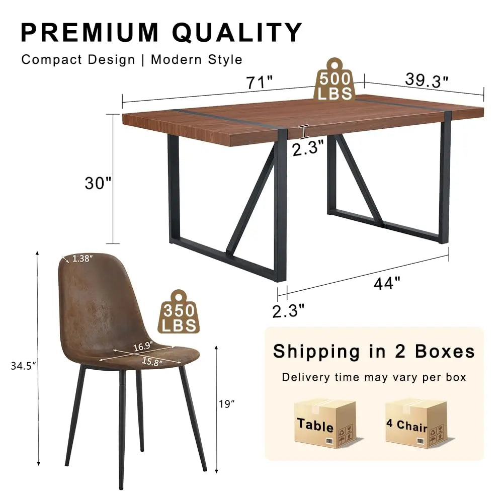 71" Walnut Dining Table Set for 8