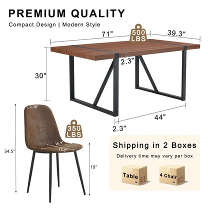 71" Walnut Dining Table Set for 8