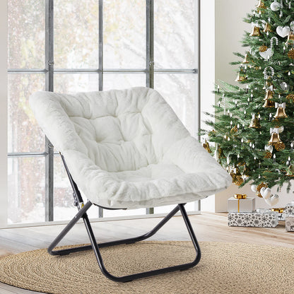 Cozy Saucer Folding Chairs Soft Faux Fur