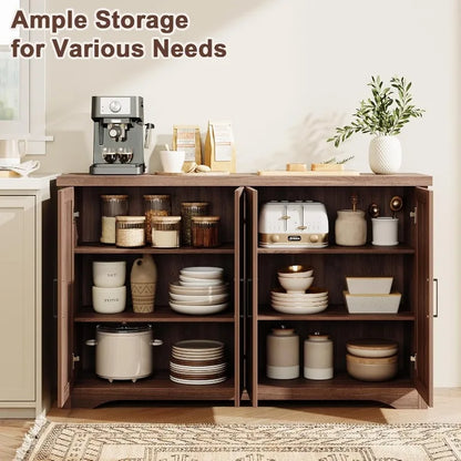 Fluted Buffet Cabinet with Storage Accent Sideboard