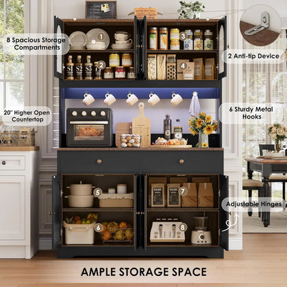 Kitchen Pantry Cabinet with Power Outlet