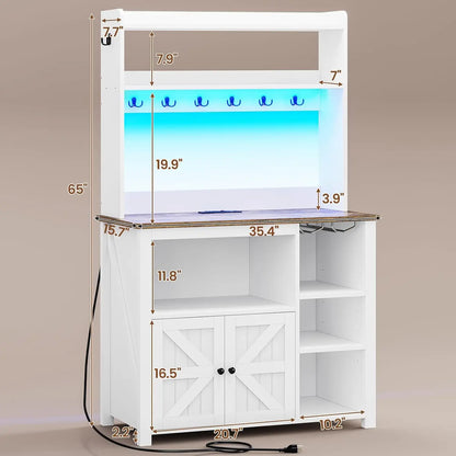 Bakers Rack with Power Outlet and Storage