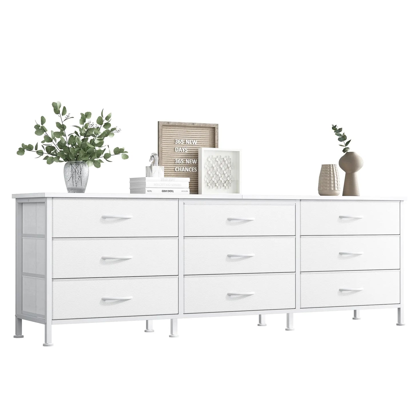 Cabinet With 9 Fabric Drawers Long Entertainment Center