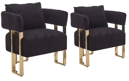 Modern Barrel Accent 2pcs Chairs, Upholstered