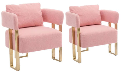 Modern Barrel Accent 2pcs Chairs, Upholstered