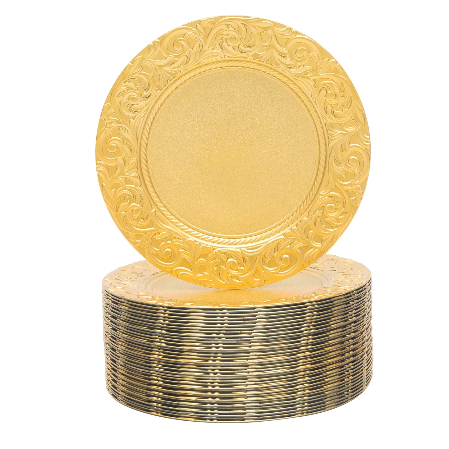 100 Pcs Silver Round Reusable Charger Plates