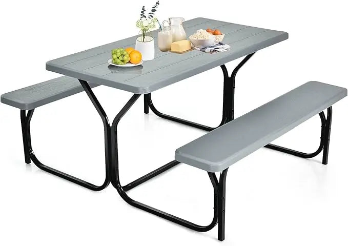 Picnic Resin Dining Table & 2 Benches Set
