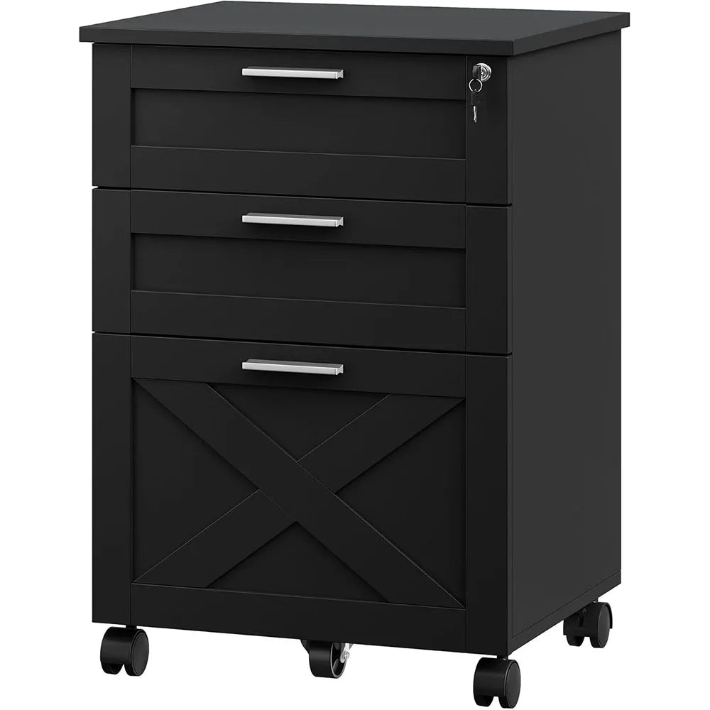 Wooden Mobile Filing Cabinet with Lock