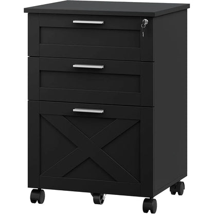 Wooden Mobile Filing Cabinet with Lock