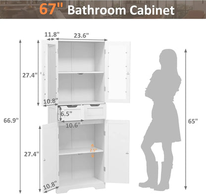 67" Tall Bathroom Storage Cabinet