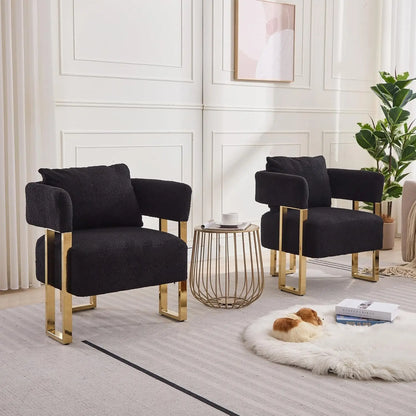 Modern Barrel Accent 2pcs Chairs, Upholstered