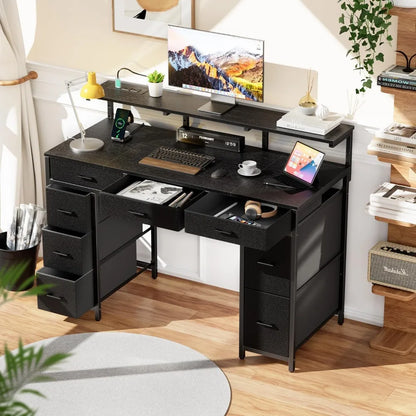 47 inch Computer Desk with 8 Storage Drawers