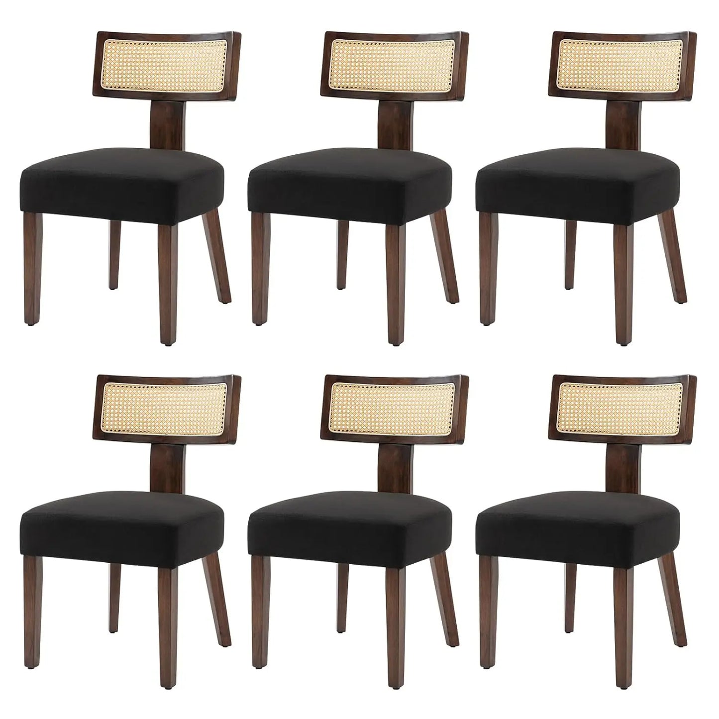 6 Fabric Upholstered Wood Kitchen Chairs Set
