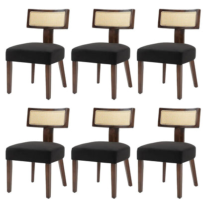 6 Fabric Upholstered Wood Kitchen Chairs Set