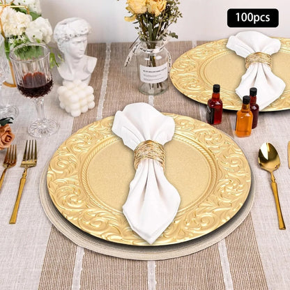 13 Inch Gold Reusable Charger Plates Set