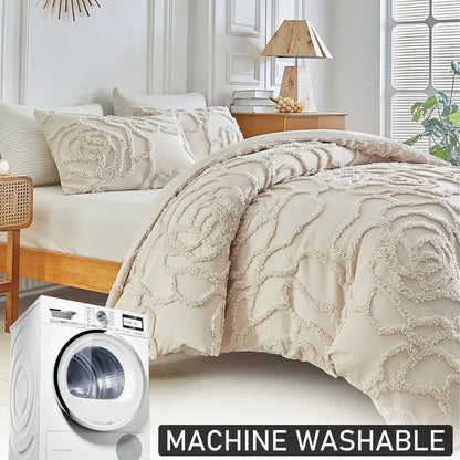 3D Rose Floral Tufted Duvet Set