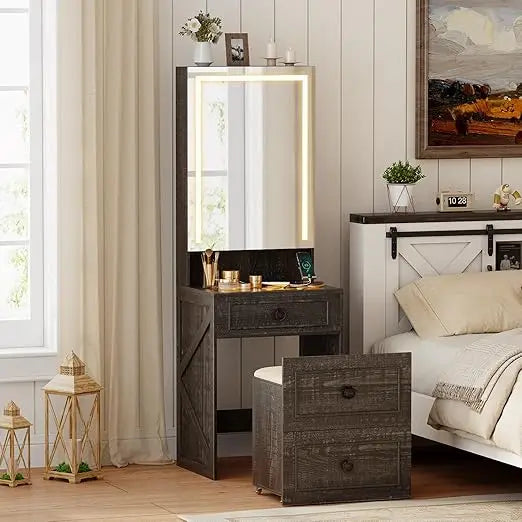 Makeup Vanity Desk with Mirror and Lights