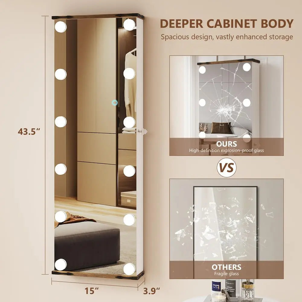 Jewelry Armoire with Full Length Mirror, Lockable