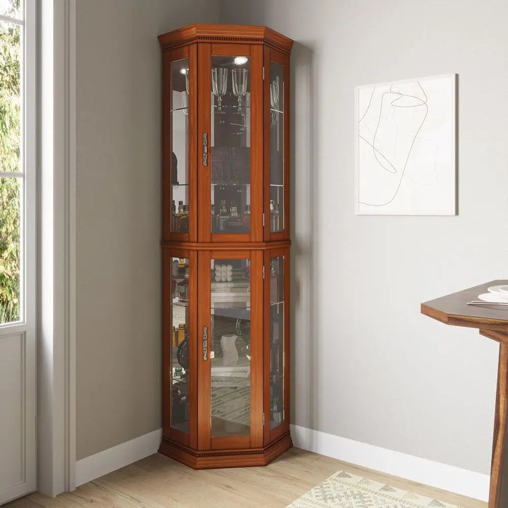 Lighted 3Side Glass Display Curio Cabinet