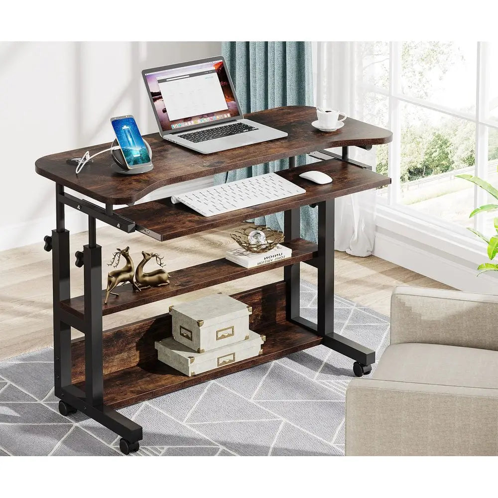 Desk with Power Outlets, Height Adjustable