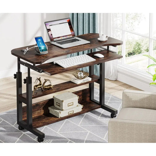 Desk with Power Outlets, Height Adjustable