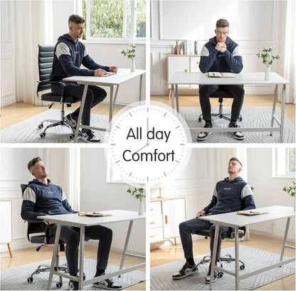 Office Chair, Ribbed Leather, Ergonomic, Adjustable