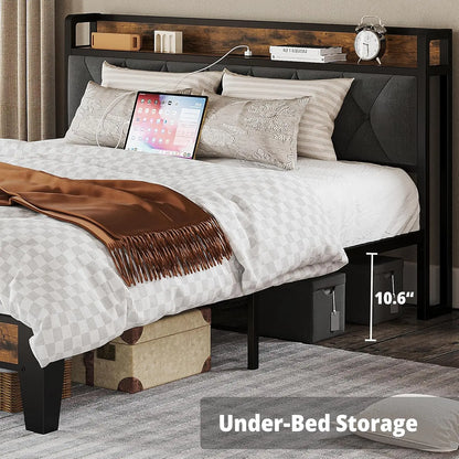 Twin/TwinXL/Full/Queen/King/CaliforniaKing Bed Frames, Storage Headboard