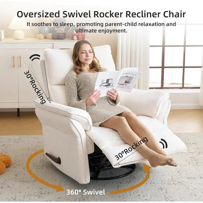 Oversized Chair, 360° Swivel Rocker Recliner