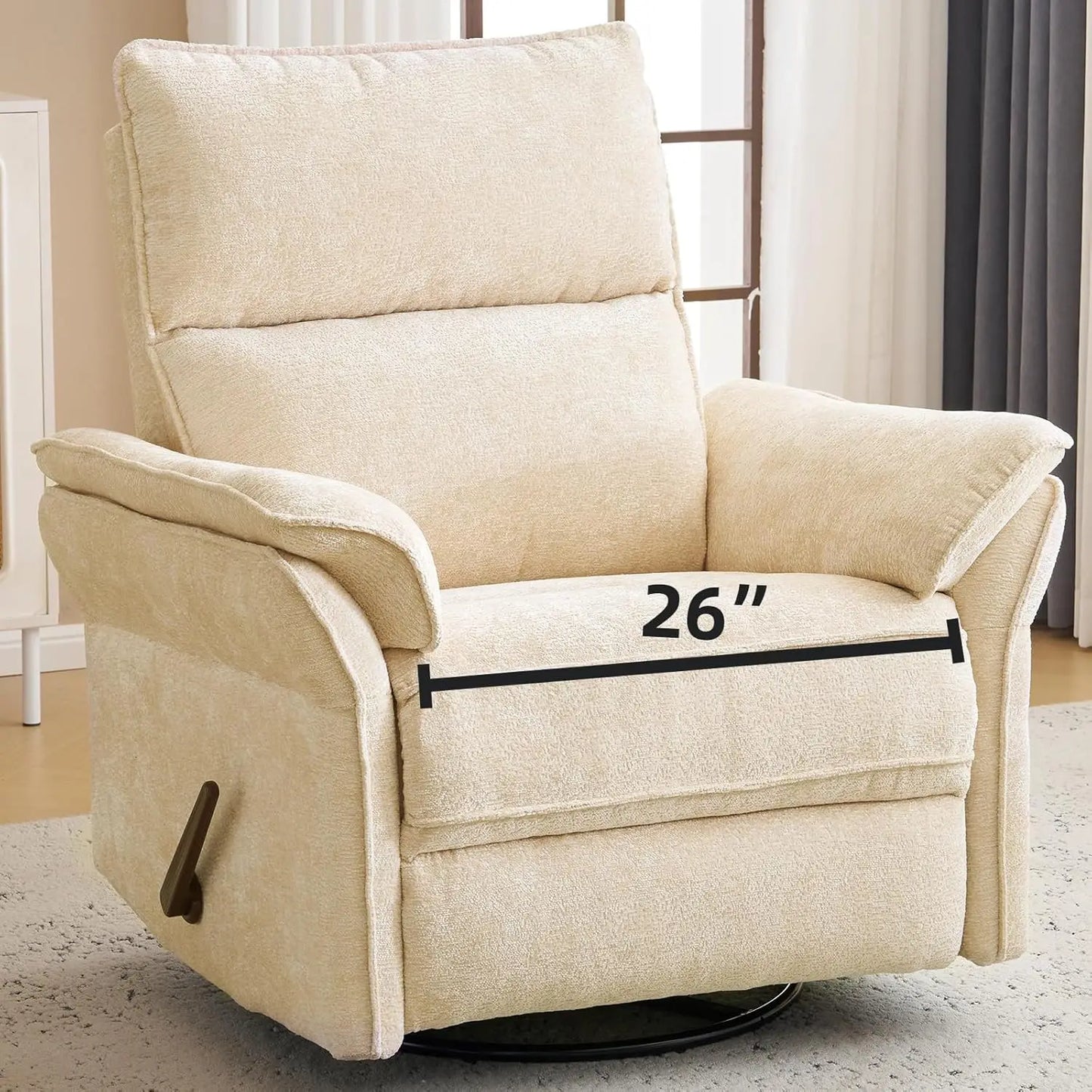 Oversized Chair, 360° Swivel Rocker Recliner