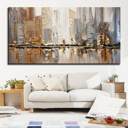 Large modern abstract oil painting, pine frame