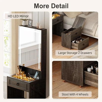 Makeup Vanity Desk with Mirror and Lights