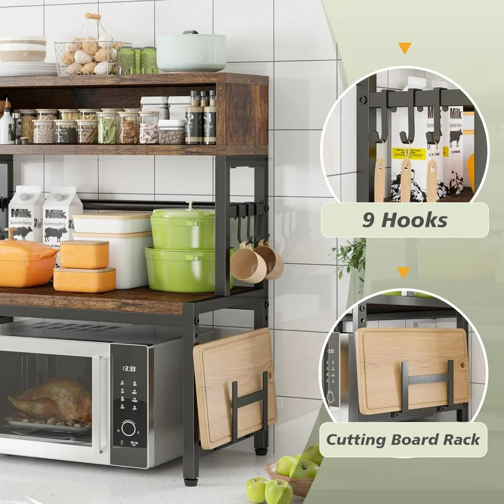 4-Tier Microwave Oven Rack, Shelves Countertop Storage