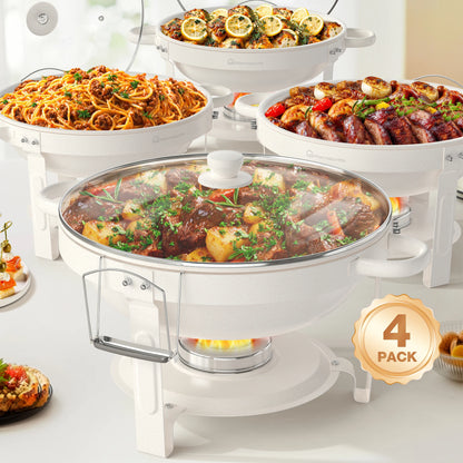 2/4Pack 5QT Fully Coated Round Chafing Dishes
