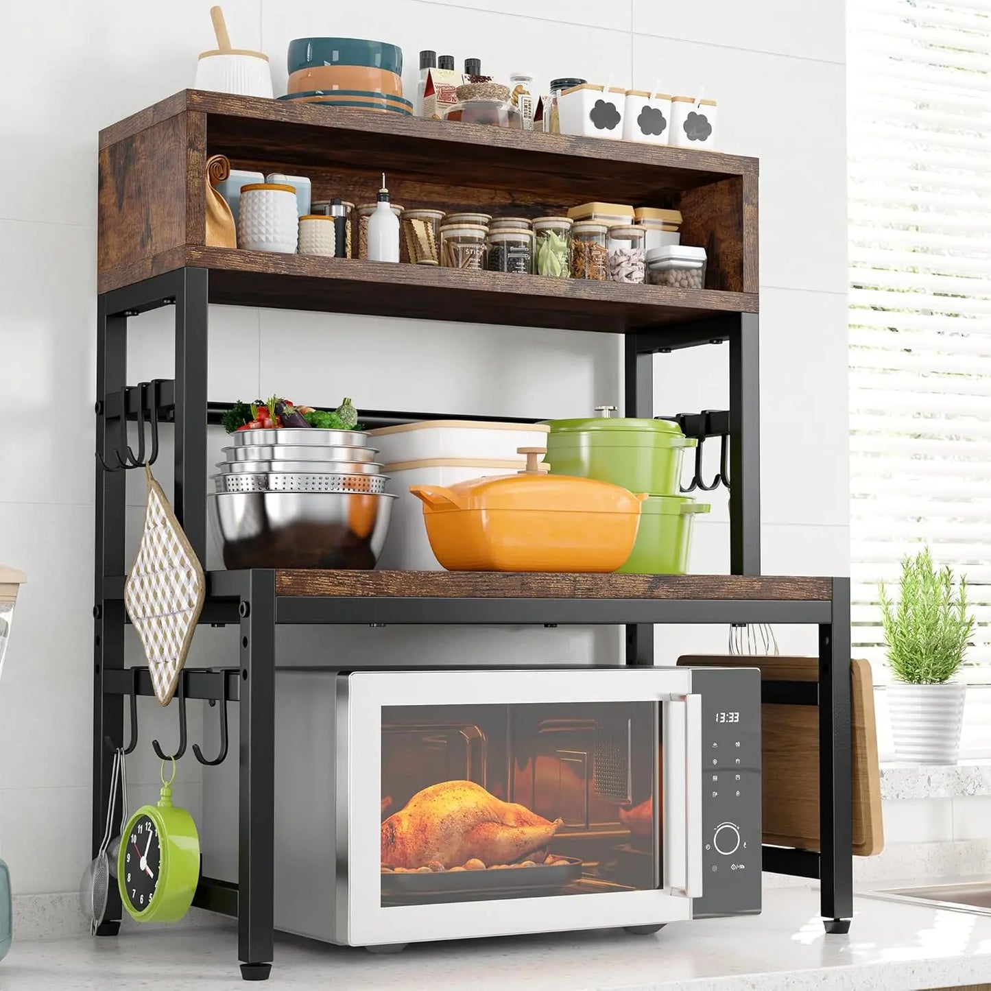 4-Tier Microwave Oven Rack, Shelves Countertop Storage
