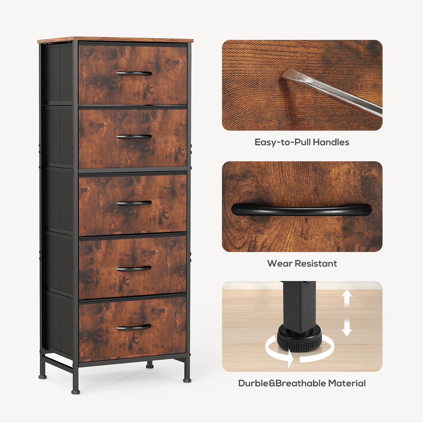 48IN Dresser/Nightstand Wardrobe Steel Frame Closet