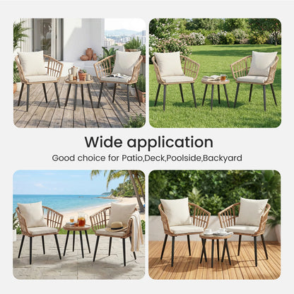 JHK 3 Pieces Wicker Patio Outdoor Chairs and Table