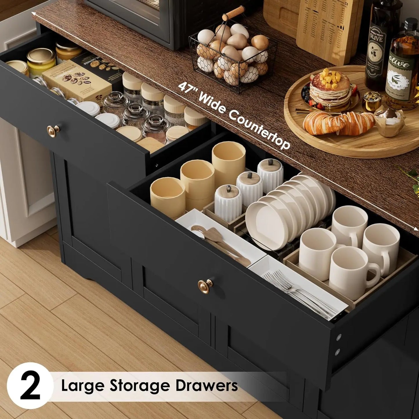 Kitchen Pantry Cabinet with Power Outlet