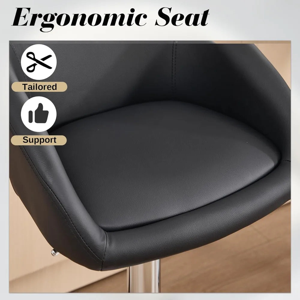 4 Modern PU Leather Swivel Barstools