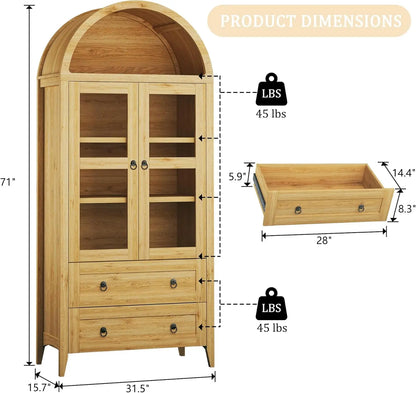 71" Tall Arched Kitchen Cabinet