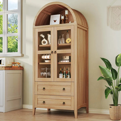 71" Tall Arched Kitchen Cabinet