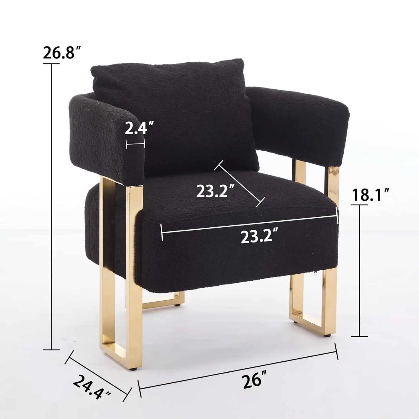 Modern Barrel Accent 2pcs Chairs, Upholstered