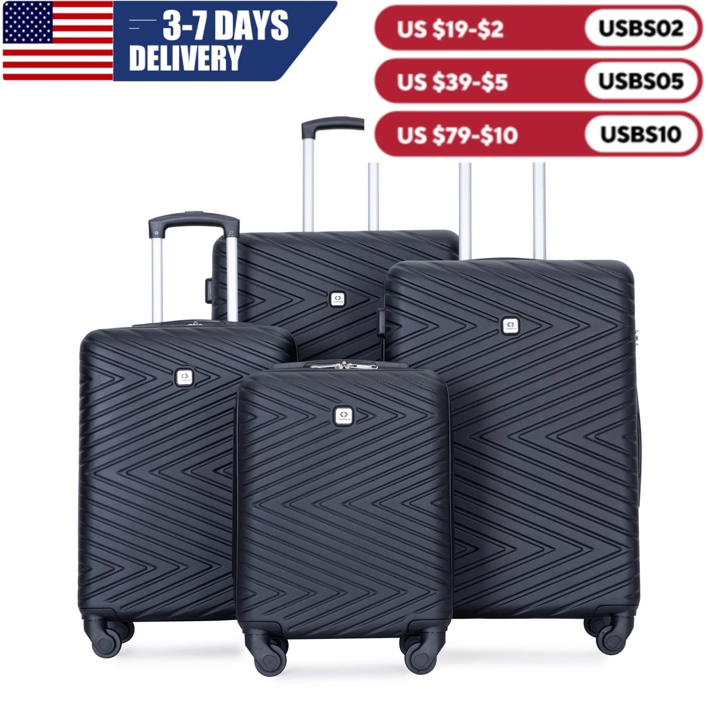 4-Piece ABS Suitcase with Spinner Wheels