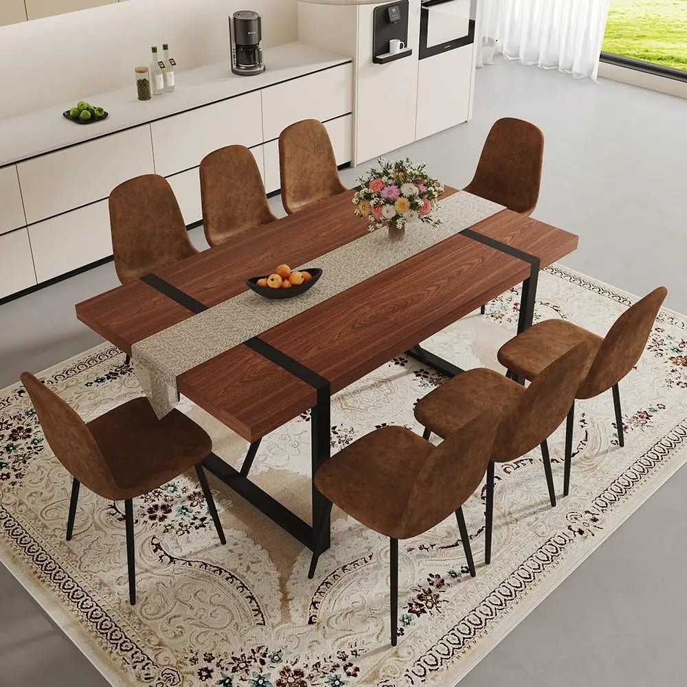71" Walnut Dining Table Set for 8