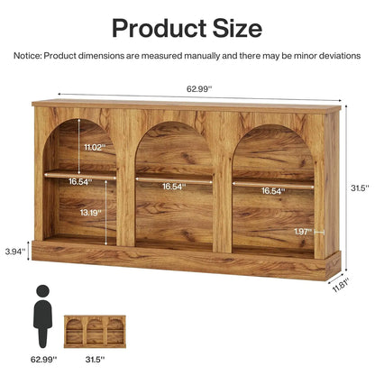 Natural Wood TV Console Storage Cabinet Media Entertainment Stand Living Room 55-65 Inch, Customized