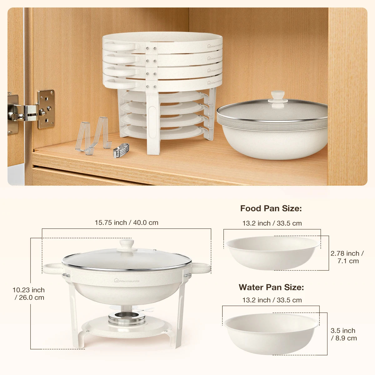 2/4Pack 5QT Fully Coated Round Chafing Dishes