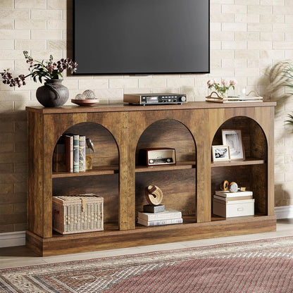 Natural Wood TV Console Storage Cabinet Media Entertainment Stand Living Room 55-65 Inch, Customized