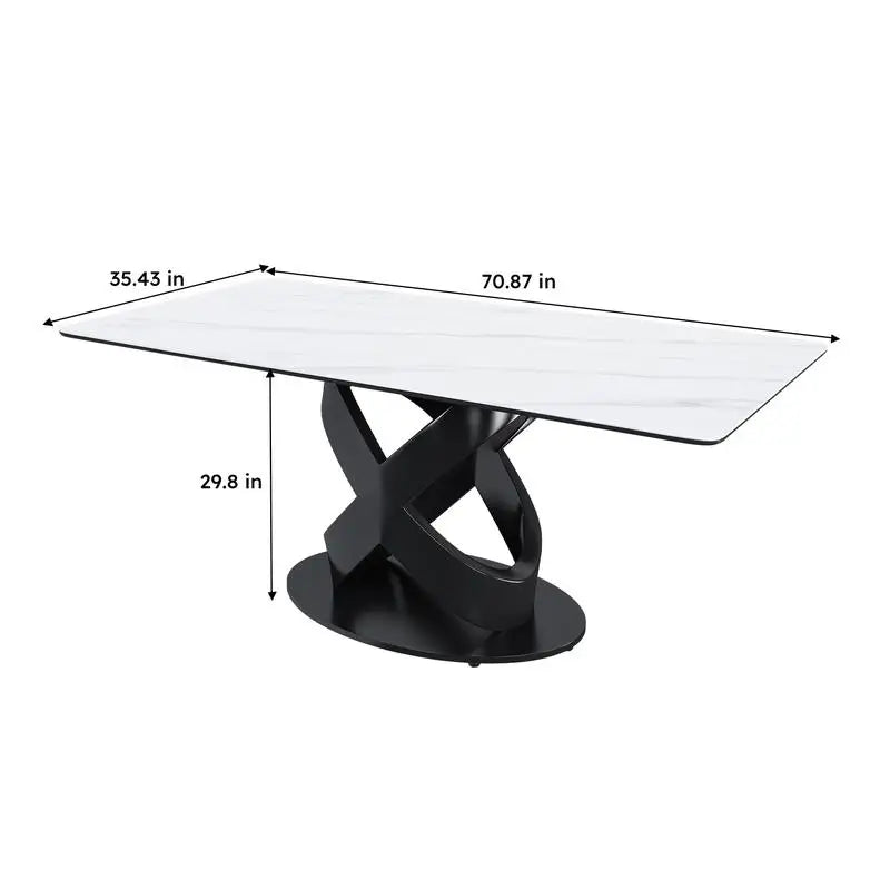 Dining Table with Stone Top and Steel Base