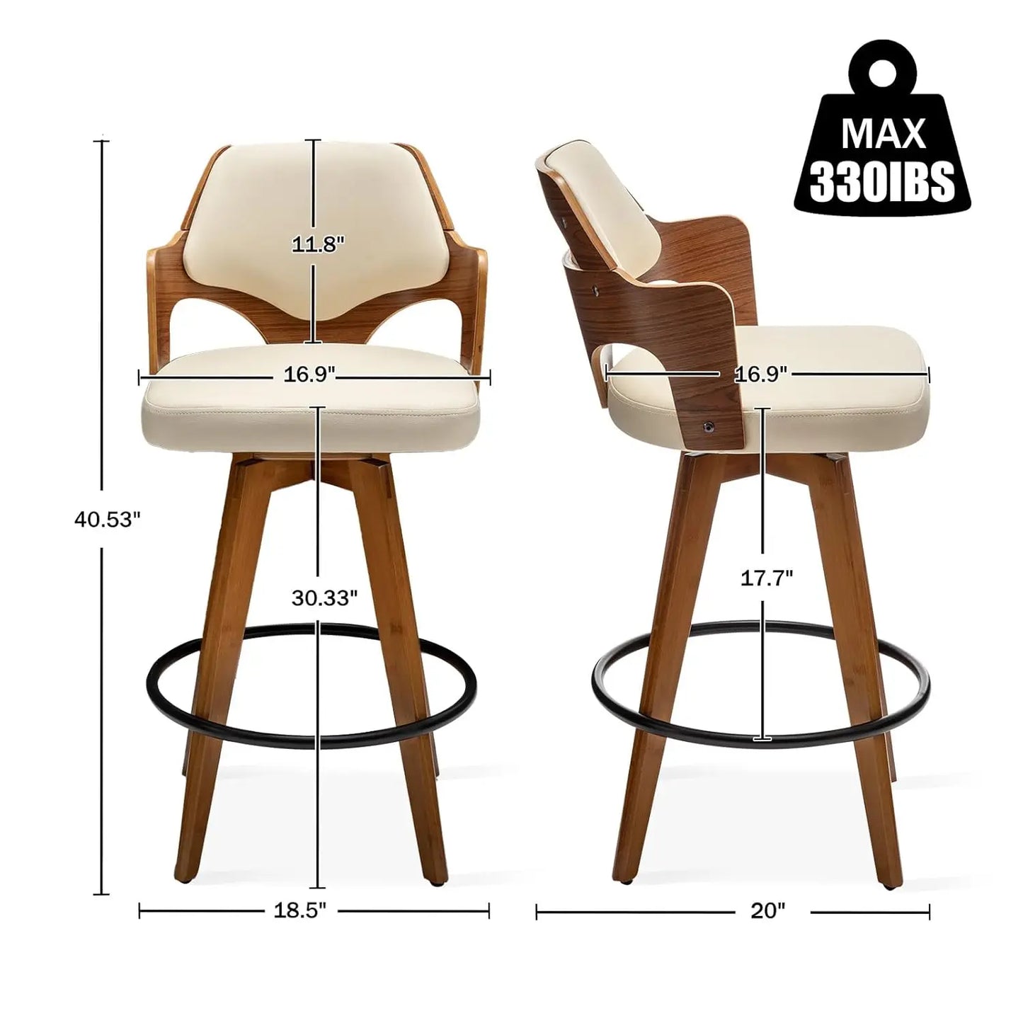 Swivel Upholstered Bar Stools Set of 2