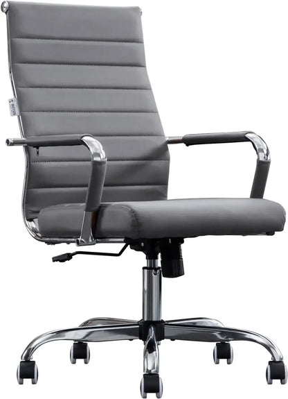 Office Chair, Ribbed Leather, Ergonomic, Adjustable